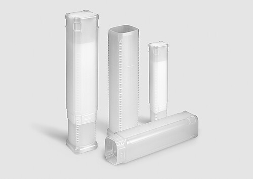 Embalagem pástica tubular BlockPack em várias versões.
